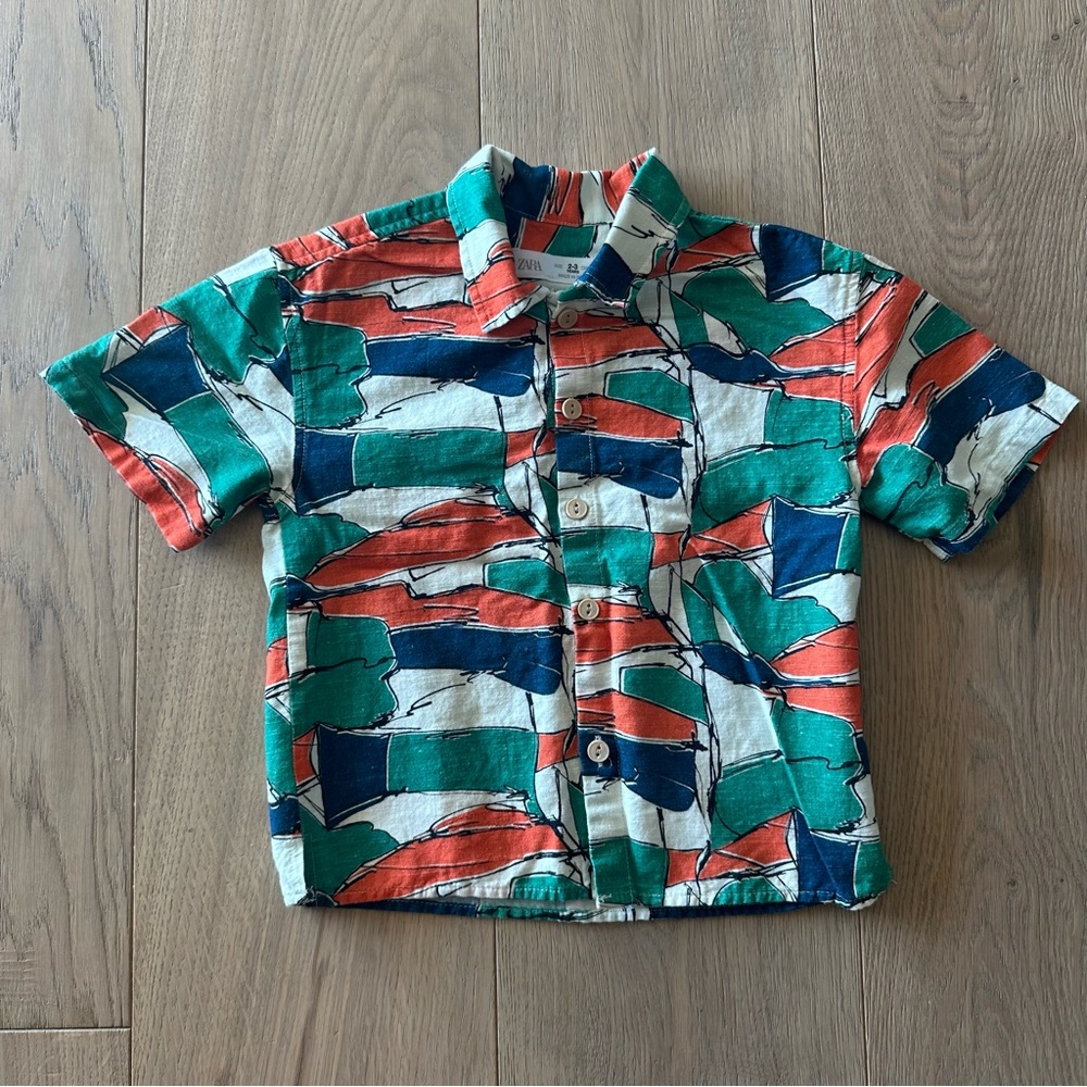 Zara linen cotton button up - 2-3 year